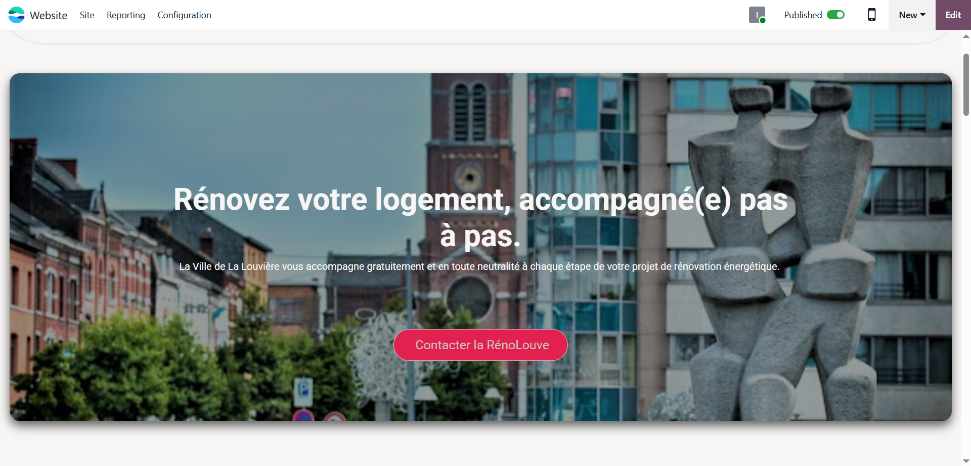 Formulaire de contact de la plateforme La Louvière
